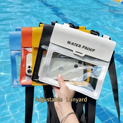 Pochette de Téléphone Étanche Grande Capacité PVC Écran Tactile Transparent Sac Sec Extérieur Natation Sac de Taille Avec Sangle Réglable