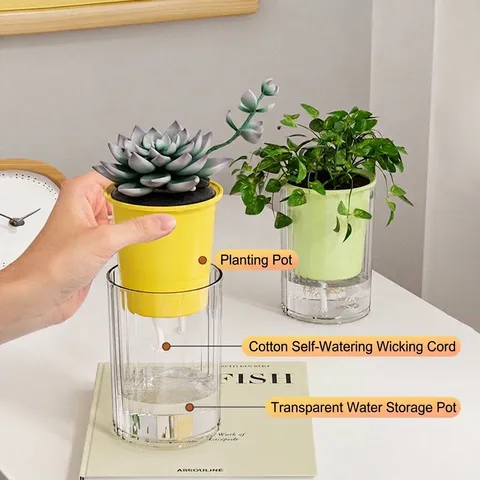 Noords Minimalistisch Zelfwaterende Bloempot Kunststof Verticale Strepen Voor Kamerplanten Vetplanten Decoratie