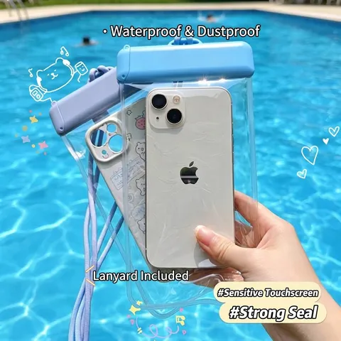 Pochette Étanche Universelle pour Téléphone Sac Sec en TPU Transparent avec Écran Tactile et Cordon pour Natation Rafting Plage