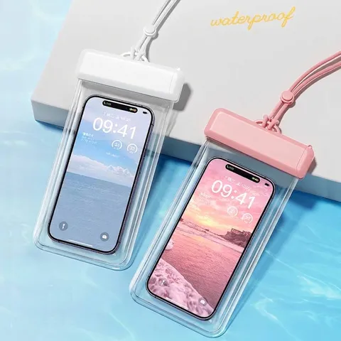 Pochette Étanche Universelle pour Téléphone Sac Sec en TPU Transparent avec Écran Tactile et Cordon pour Natation Rafting Plage