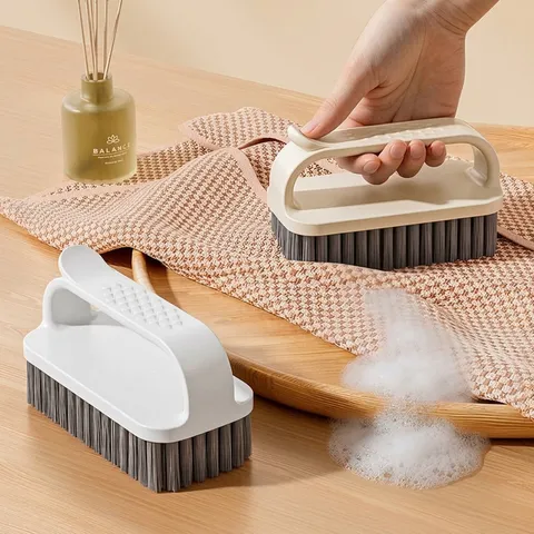 Multifunctional Soft Bristle Laundry Brush Cream Color Durable PP PET Cleaning Tool For Clothes Shoe Kitchen Bathroom Home