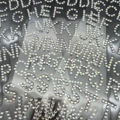 Diy Pegatinas de Letras y Números de Acrílico con Diamantes de Imitación Blanco Iridiscente Ab Pegatinas de Alfabeto
