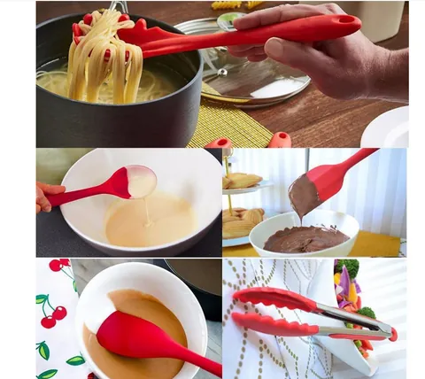 Integrated Silicone Kitchen Utensils Set Heat Resistant Non-Stick Cooking Spoons Spatulas Set For Home Kitchen Cooking