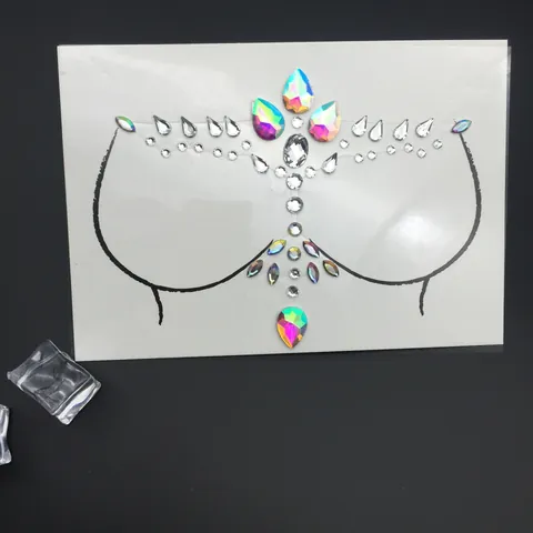 Pegatinas de Pecho de Diamantes de Imitación Iridiscentes Estilo Occidental Gemas Corporales de Acrílico para Halloween