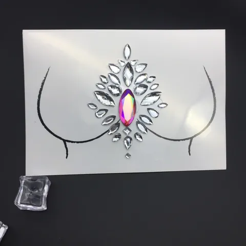 Halloween Mascarada Diamante De Imitación Cuerpo Cara Pegatina Iridiscente AB Cristal Tatuaje Pegatina Para Festival Música Fiesta