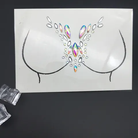 Pegatinas de Diamantes de Imitación para el Pecho de Resina Iridiscente Color AB Joyas para el Cuerpo para Festival Fiesta Halloween