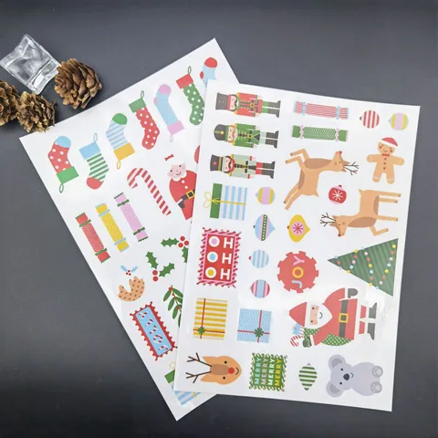 Pegatinas de Navidad PVC Transparente Dibujos Animados Papá Noel Alce Patrón Bolsa de Regalo Pegatinas de Sellado Decorativas