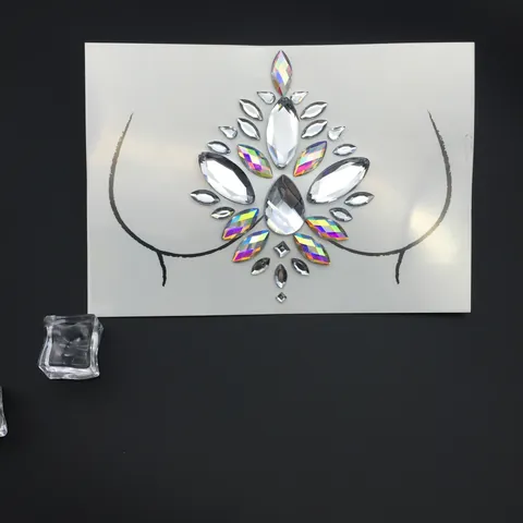 Gioielli per il Corpo in Resina Strass Adesivi per il Petto Aurora Cristallo Autoadesivo Tatuaggi per il Viso per Festa Halloween Donna Bellezza