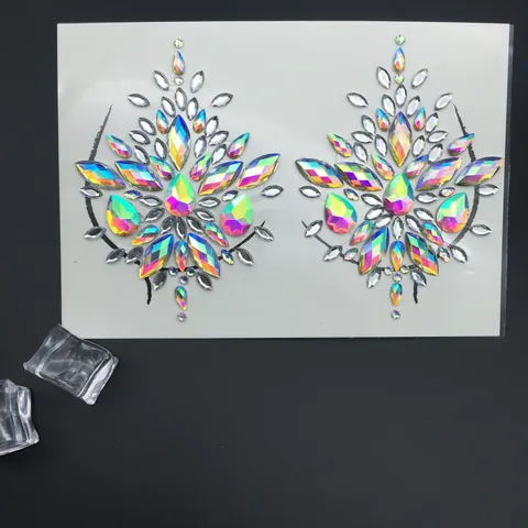 Gioielli per il Corpo in Resina Strass Adesivi per il Petto Aurora Cristallo Autoadesivo Tatuaggi per il Viso per Festa Halloween Donna Bellezza