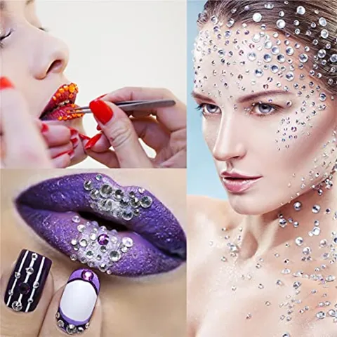 Self-Adhesive Face Eye Rhinestone Stickers Colorful Artificial Pearl Body Art Stickers For Kids Bride Stage Makeup Festival Party Decoration Glitter Facial Gems