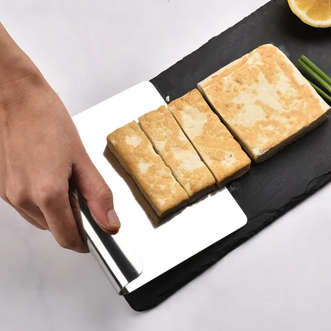 Raspador de Masa de Acero Inoxidable 304 Raspador de Banco Con Escala de Medida Mango Enrollado para Cocina Panadería
