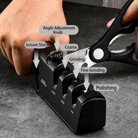 Afilador de Cuchillos de Cocina Manual Profesional 4 Etapas Ángulo Ajustable Diamante Tungsteno Cerámica para Tijeras