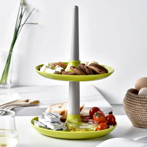 Double Layer Plastic Fruit Dessert Display Stand Modern Minimalist Snack Tray Cake Holder Home Kitchen Table Decor