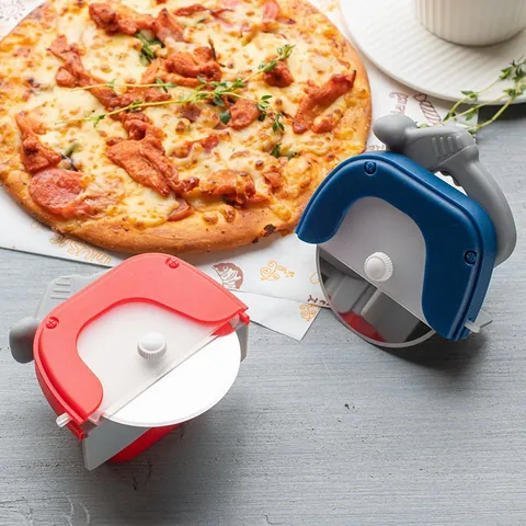 Stainless Steel Roller Pizza Cutter With Protective Cover Creative Easy Clean Ergonomic Handle Slicer Wheel Kitchen Gadget