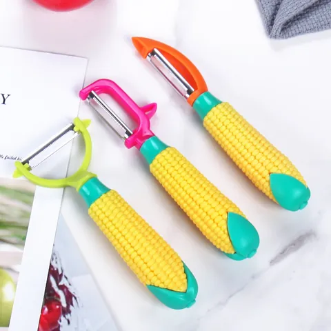 Creative Corn Shaped Fruit Vegetable Peeler Stainless Steel Blade Potato Peeler Non-Slip Manual Shaver Kitchen Peeling Tool
