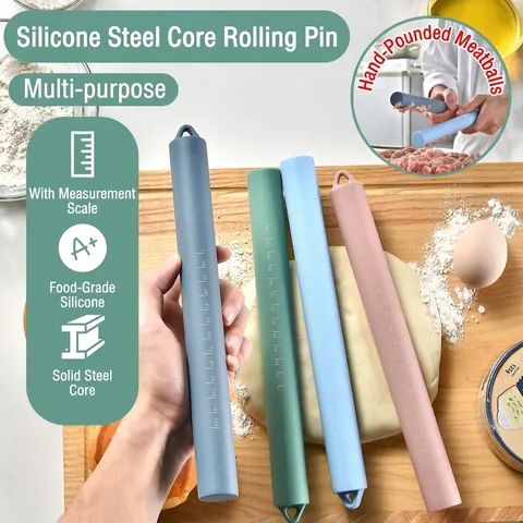 Mattarello in Silicone Antiaderente Con Scala per Panificazione Grado Alimentare Cucina Rullo per Pasta Strumento Professionale