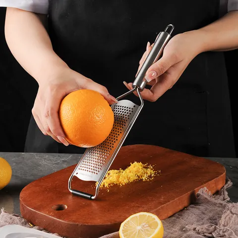 304 Stainless Steel Cheese Grater Lemon Zester Professional Handheld Grating Tool With Metal Handle And Protective Cover For Kitchen