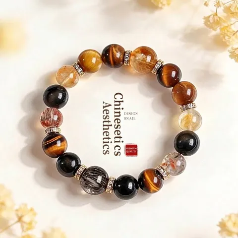 Pulsera de Cuentas de Cristal Natural Multigema para Mujer Moda Conmuta Lujo Ligero Amatista Ojo de Tigre Cuarzo Rutilado Super Seven Aleación Diamante de Imitación Joyería