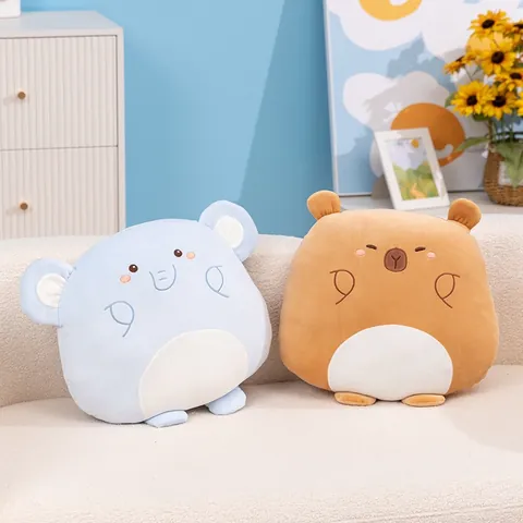 Cuscino Coperta Peluche Multifunzionale 2 in 1 Animali Cartoni Animati Morbido Ricamato Capibara Pinguino Coniglio Elefante Cuscino Coperta Aria Condizionata per Ufficio Casa