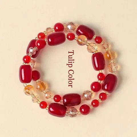 Natürliches Gelber Turmkristall Roter Achat Trommelperle Armband Chinesischer Stil Facettiertes Glas Perlen Handschmuck Für Damen