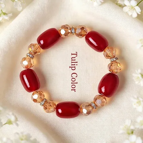 Natürliches Gelber Turmkristall Roter Achat Trommelperle Armband Chinesischer Stil Facettiertes Glas Perlen Handschmuck Für Damen