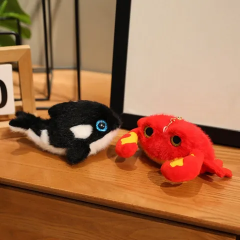 Sea Animal Plush Keychain Pendant Soft Stuffed Octopus Whale Shark Crab Turtle Plushie Toy For Backpack Gift