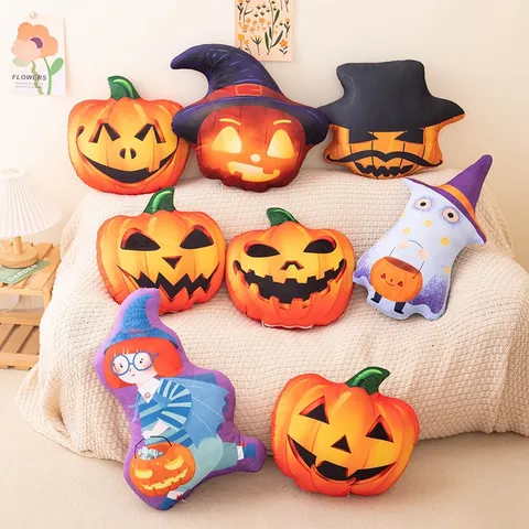 Halloween Leuchtendes Kürbis Plüschtier Lustiger Geist Fledermaus Zombie Kuschelkissen Weiches Festliches Deko Kissen Für Zuhause Party Kinder Geschenk