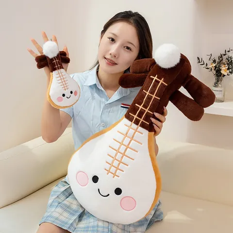 Creative Simulation Musical Instrument Plush Toy Pipa Erhu Guzheng Guitar Piano Soft Doll Stuffed Instrument Pillow Decoration Gift