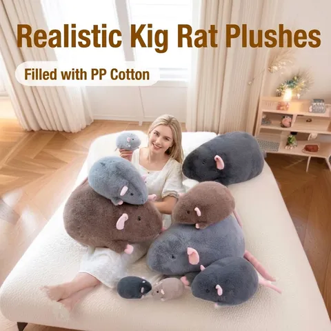 Simulated Fancy Rat Plush Toy Soft Mouse Stuffed Animal Doll Giant Rat Sofa Pillow Cushion For Home Decor Gift For Kids Adults