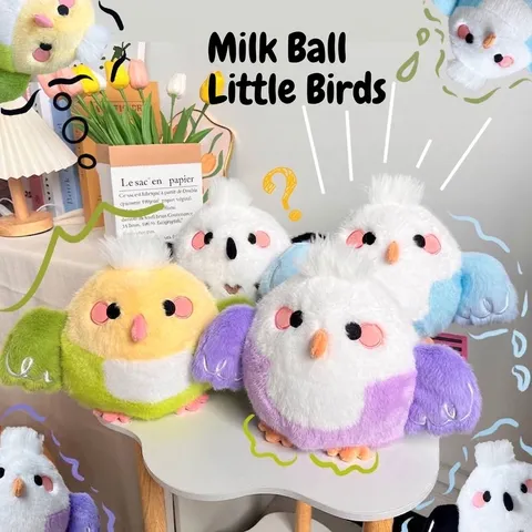 Cute Plush Milk Ball Bird Toy Round Animal Doll For Girls Birthday Gift Soft Polyester PP Cotton Filled Schoolbag Pendant