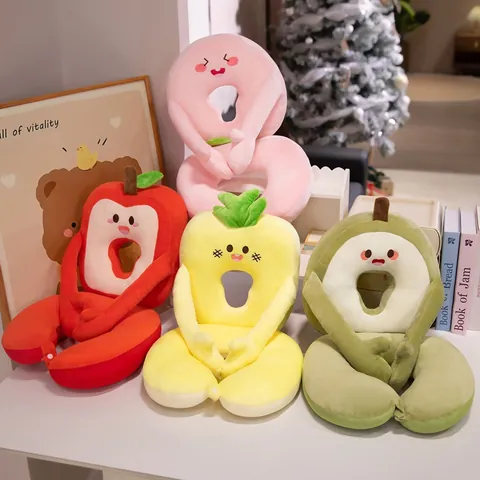 Cartoon Fruit Nap Pillow With Ice Silk And Plush Material Comfortable Breathable Hollow Office Student Sleeping Cushion