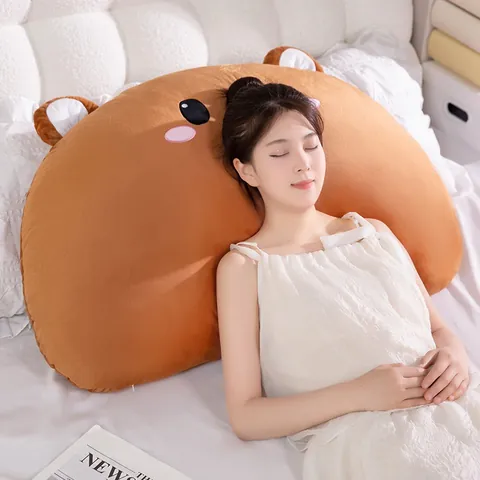 Cute Cartoon Animal Bed Head Cushion Double Sided Cooling Summer Mat Crystal Velvet Backrest Pillow For Girls Students Soft Large Throw Pillow Removable Washable