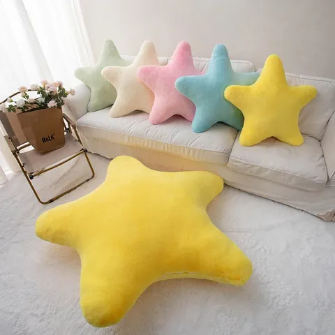 Almohada de Peluche de Estrella Minimalista Nórdica Lindo Pentagrama de Color Crema Juguete de Peluche Gran Cojín de Sueño Suave Decoración para el Hogar