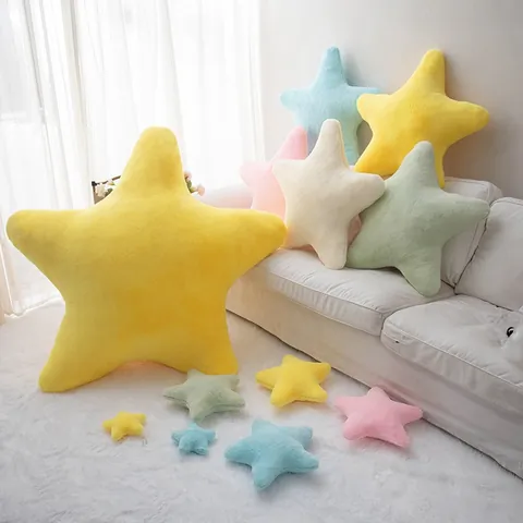 Almohada de Peluche de Estrella Minimalista Nórdica Lindo Pentagrama de Color Crema Juguete de Peluche Gran Cojín de Sueño Suave Decoración para el Hogar