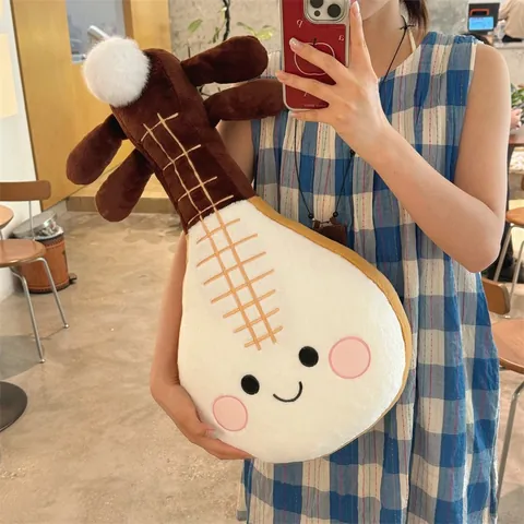 Cartoon Musical Instrument Pipa Guitar Plush Toy Cute Soft Stuffed Pillow Doll For Kids Room Decor Comforting Accompany Gift