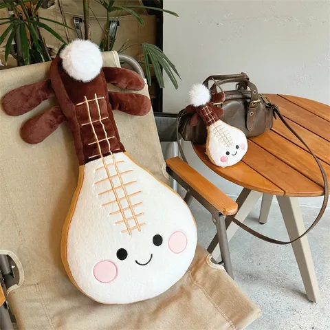 Cartoon Musical Instrument Pipa Guitar Plush Toy Cute Soft Stuffed Pillow Doll For Kids Room Decor Comforting Accompany Gift
