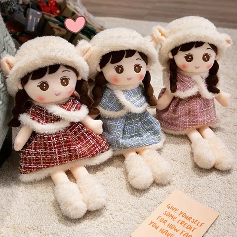 Elegante Tweed Kleid Plüsch Mädchen Puppe Weiches Stofftier Prinzessin Puppe Für Mädchen Geburtstag Weihnachten Geschenk