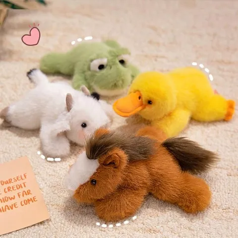 Cute Animal Plush Toy Mini Stuffed Pony Frog Cow Duck Doll Soft Desktop Decoration Mouse Pad Companion Wrist Rest Gift