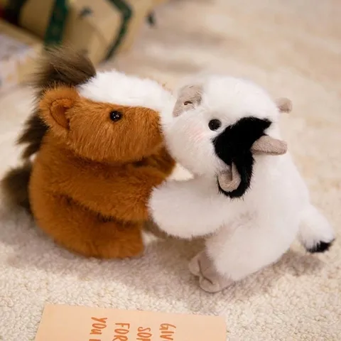 Cute Animal Plush Toy Mini Stuffed Pony Frog Cow Duck Doll Soft Desktop Decoration Mouse Pad Companion Wrist Rest Gift