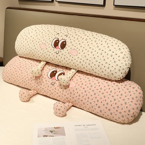 Pastoral Blumen Seitenschläferkissen Niedliches Cartoon Gesicht Lang Kissen Für Schlafzimmer Cord Kissen Für Bett Rückenlehne Damen Kinder