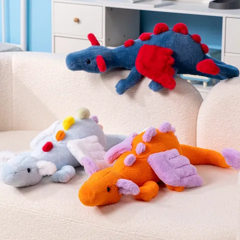 Creativo Dinosauro Lungo Peluche Morbido Drago Animale di Peluche Cuscino da Abbraccio Decorativo Bambola da Sonno Regalo per Bambini