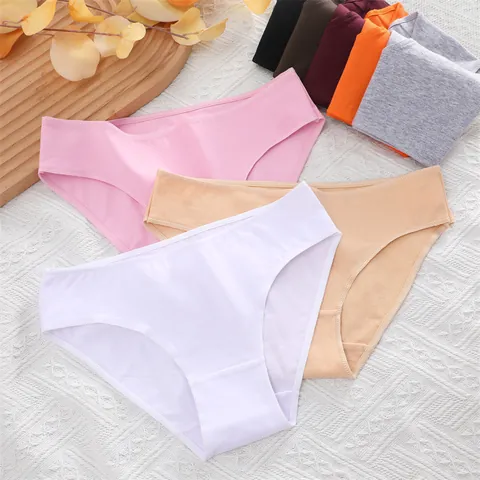 Braguitas de Algodón Sexy de Cintura Media para Mujer Alta Elasticidad Transpirables Color Sólido Calzoncillos Cómodos Lencería Mujer