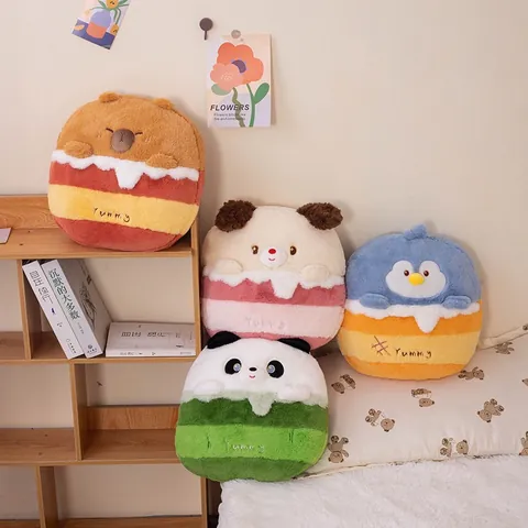 Manta de Almohada de Animal de Dibujos Animados de Doble Uso Cojín de Felpa Plegable Multifuncional Con Manta de Franela Incorporada Para Oficina Coche Hogar