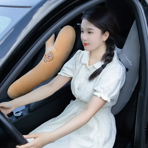 Almohada Ergonómica para el Cuello en Forma de Y para Viajes en Coche Peluche Largo Animal de Dibujos Animados Cojín de Soporte para Reposacabezas para Niños Adultos Sueño de Larga Distancia Accesorio de Coche
