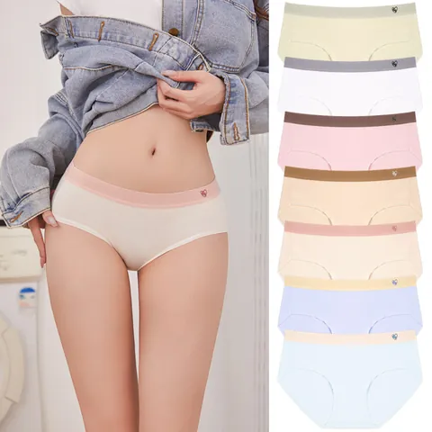 Bragas de Algodón de Cintura Baja Dulces para Mujer Transpirable Patrón de Corazón Pantaletas de Niña Lencería Minimalista Ropa Interior Cómoda Puente de Algodón