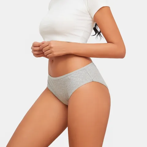 Women Low Waist Ribbed Cotton Briefs Breathable Comfortable Seamless Lingerie Solid Color Basic Panties For Ladies Daily Wear