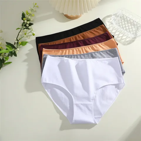 Dames Grote Maat Katoenen Onderbroeken Hoge Taille Ademend Effen Kleur Gebreide Ondergoed Slips Zacht Comfortabele Lingerie