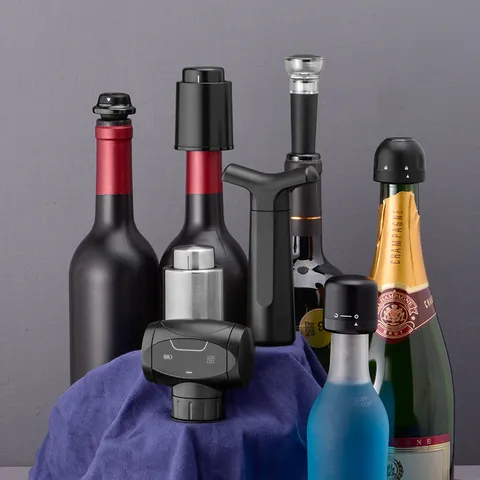 Mini Dreh-Weinverschluss Schwarz ABS Silikon Vakuumversiegelung Wein Champagner Flaschenstopfen Auslaufsicherer Stopfen Für Hausbar