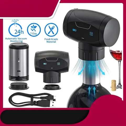 Electric Wine Stopper Smart Automatic Vacuum Preservation Wine Sealer Stainless Steel ABS Silicone Date Marker Kitchen Bar Accessory