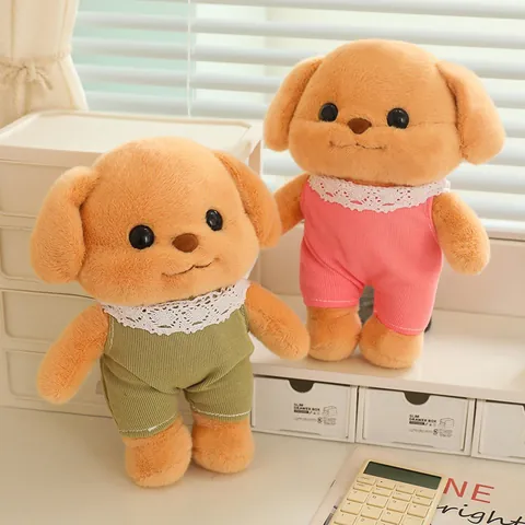 Butter Poodle Plush Toy Cute Stuffed Dog Doll Soft Animal Figurine With Removable Clothes For Birthday Gift Home Decor